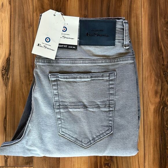 NEW Ben Sherman Mens Straight Fit Grey Jeans - Picture 9 of 9